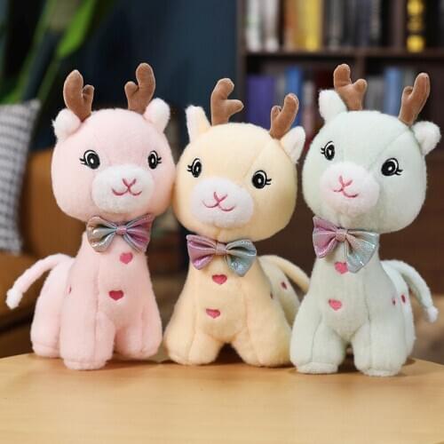 35/55CM Cute Colorful Deer With Bowknot Plush Stuffed Soft Doll Kids Toy Sofa House Decor Xmas Gift For Children Girlfriend
