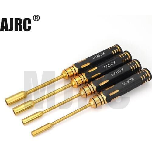 MJRC 4-piece set / titanium alloy plating 4.0 / 5.5 / 7 / 8mm hex nut wrench socket tool kit for RC model car aircraft