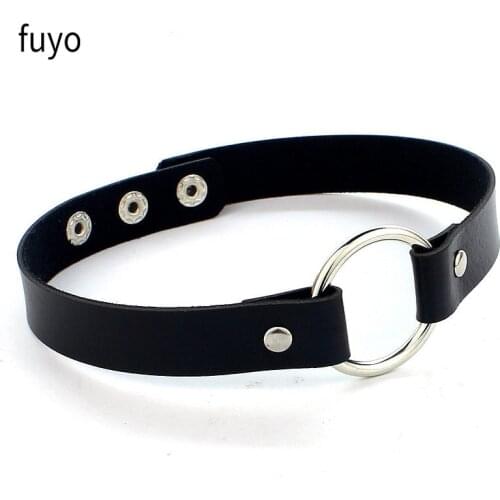 Fashion Collar Punk Round Gothic Goth Choker Necklace Round PU Leather Neck Buckle Necklaces Jewelry For Women boho