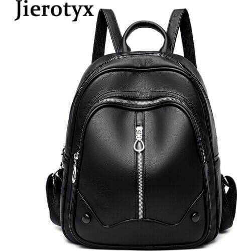 JIEROTYX Chic Trendy 2020 Women Backpack Leather Teenage Girl Schoolbags High Quality Travel Backpack Retro Female Bag Sac Dos