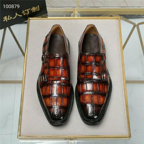 Authentic Real True Crocodile Belly Skin Mens Coloful Dress Shoes Genuine Alligator Leather Handmade Male Party Brogue Shoes