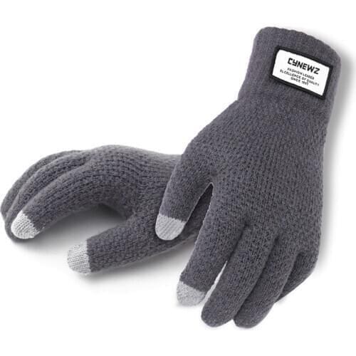 Winter Autumn Men Knitted Gloves Touch Screen High Quality Male Thicken Warm Wool Cashmere Solid Gloves Men Mitten Business