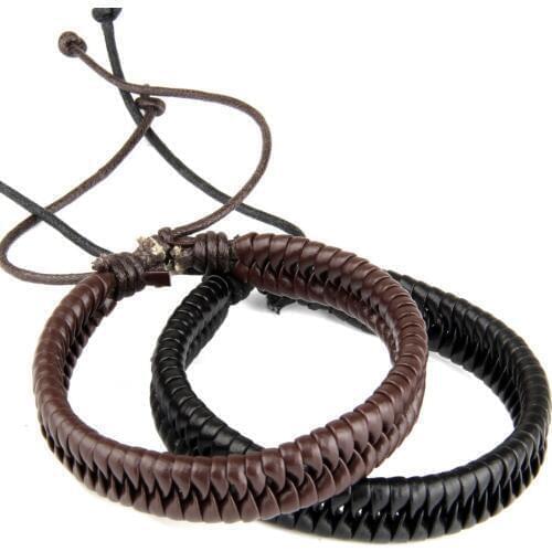 Weave bracelet men handmade adjustable leather rope couple bracelets