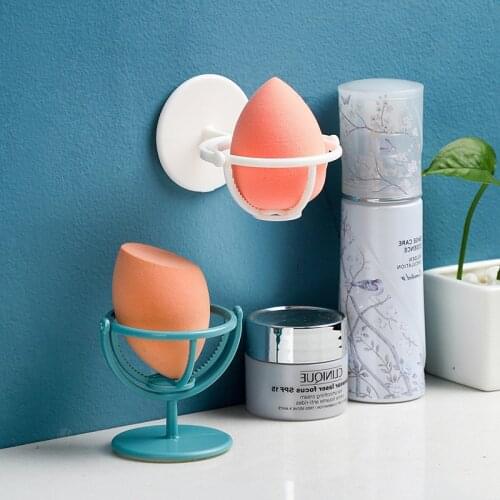 Makeup Egg Puff Wall-mounted Shelf Rotatable Powder Makeup Puff Rack Blender Storage Rack Sponge Drying Stand Holder Organizer