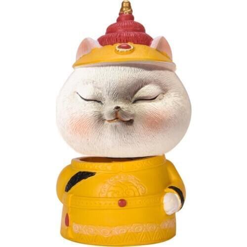 Desktop Shaking Head Cat King/Queen Cartoon Ornament Car Desktop Decor Birthday Gift Resin Crafts Toy