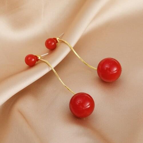 New Jewelry Red Imitation Pearl Long Pendant Simple Fashion Earrings Earrings For Women Earrings For Women