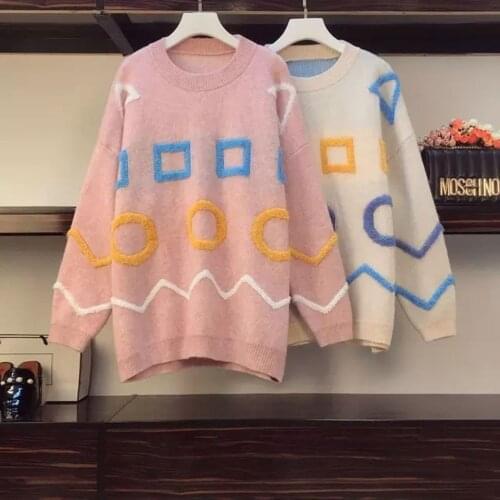 Autumn Fashion Women All-Match Sweater Pullover Lazy style 3D Jacquard Knitwear Long Sleeve Women Simplicity Top TT0082