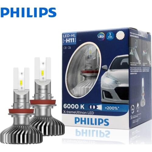 2X Philips X-treme Ultinon LED H11 6000K Cool White +200% More Bright LED Car Headlight Genuine Refit Original Lamps 11362XUX2