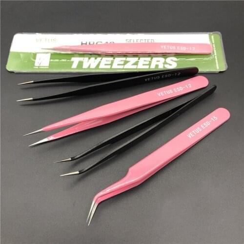 Stainless steel tweezers elbow straight head anti-static tweezers grafting eyelash clip