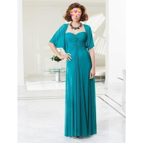 Beach Mother Dresses with Jacket Chiffon Evening Dresses For Weddings vestido de festa para mae da noiva Dress for Women Green
