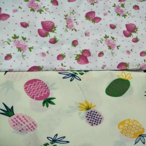 Pretty 2 Colors 50x40cm Fruit Pineapple & Pink Strawberry Cotton Fabric Bundle For DIY sewing Doll Cloth Tablecloth