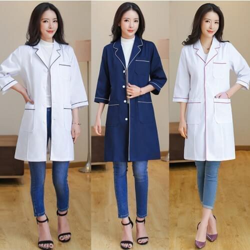Beauty salon workwear dust-proof white lab coats Long section scrubs Uniforms pet grooming clothing Lab coats Famale spa uniform