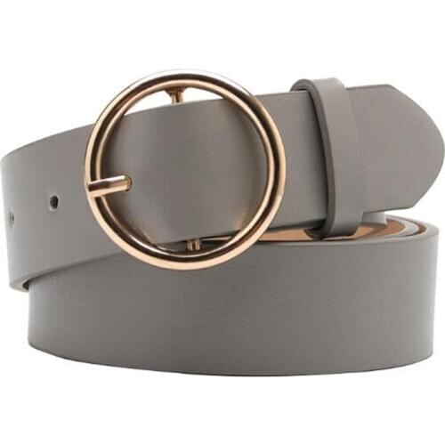 Newest PU Waistband Women Wild Belts Round Metal Buckle Green 3.3cm*105cm Wide Female Band Ladies