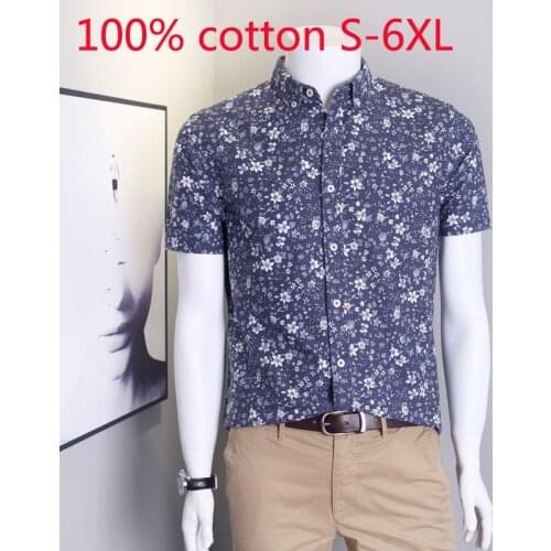 New Arrival Fashion Summer 100% Cotton Floral Comfortable Short Sleeve Oxford Men Casual Shirts Plus Size SMLXL2XL3XL4XL5XL6XL