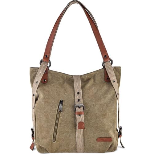 Backpack Purse for Women Canvas Tote Bag, Wear-resistant and Dirt-proof Convertible Backpack for School Office Travel