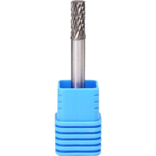 SA-1 Solid Tungsten Carbide Burr Rotary File Cylindrical Shape Double Cut for Die Grinder Drill Bits 6mm Diameter
