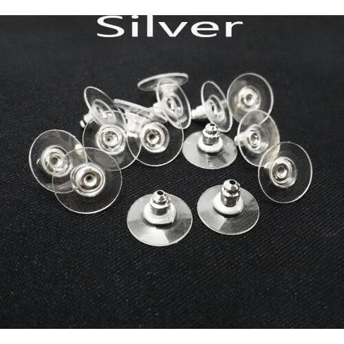 Silver 4 color plated Earrings back stopper Bullet shape Ear Post Plug stud earrings ear nut clear plastic pads Findings brincos