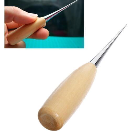 1pc Professional Cloth Awl Sewing Tool Hole Punching Leather Wood Handle Steel awl Craft Stitching Leather Tools