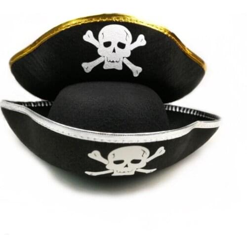 Skeleteen Tri Corner Pirate Hat Three Cornered Buccaneer Costume Accessory Hat
