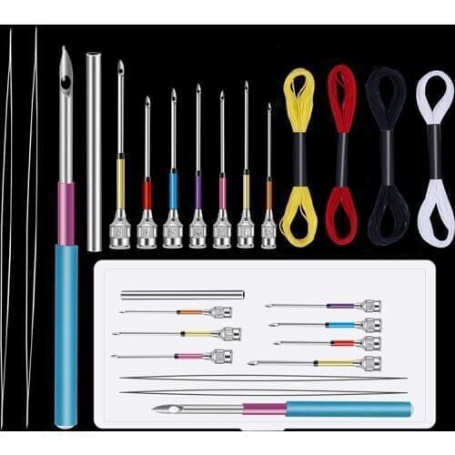 Embroidery Stitching Punch Needles Set Poking Cross Stitch Tools Crochet Knitting Art Needles with Thread