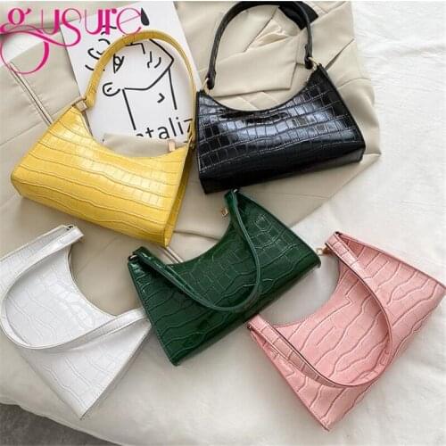 Gusrue Alligator Underarm Women Shoulder Bag Mini Vintage Lady Small Handbags New Luxury Design Baguette French Bags 5 Colors