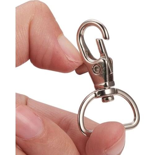 Y166 20Pcs 360° Metal Silver Swivel Trigger Snap Hooks Lobster Claw Clasps Large Size D Ring Keychain Hooks Jewelry Findings