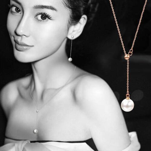 YUN RUO 2020 Fashion Brand Woman Jewelry Rose Gold Colors Elegant Pearl Pendant Necklace Adjust 316L Stainless Steel Jewelry