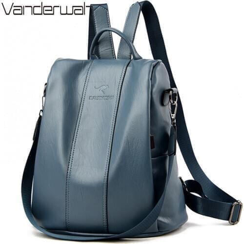 Anti Theft Sac Women Leather Backpack High Quality Bagpack School Bags for Teenage Girls Ladies Travel Backpack Mochila Feminina