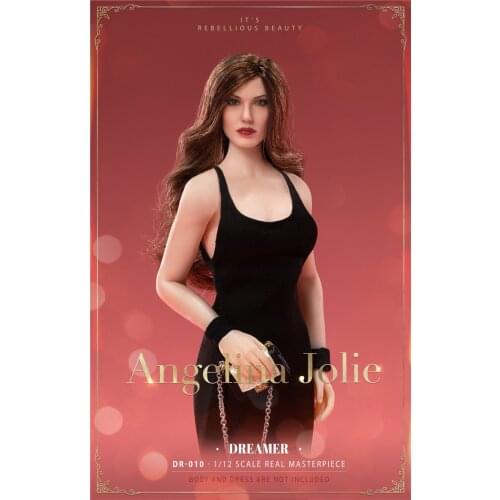 1/12 DR-010 Angelina Jolie Head With Dress Evening Dress Clothes Fit 6'' Female TBL PH Body
