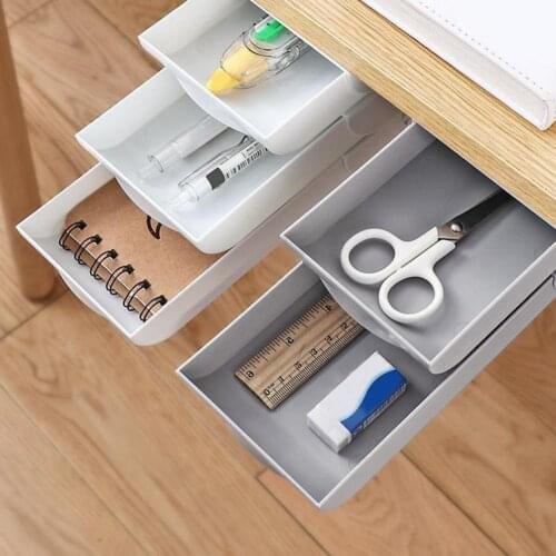 1 Set New Pencil Drawer Box Self Adhesive Under Desk Drawer Organizer Table Storage Box Holder Case Storage Box