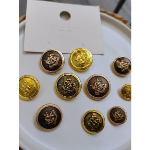 10pcs 18-25 mm golden gold metal buttons garment coat sewing accessories buttons for clothing crafts button