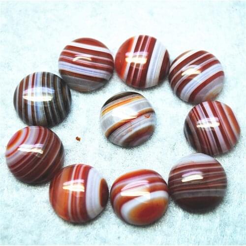 12PCS Nature Agate Strips Stone Cabochons Round Shape Size 12MM Beads Accessories For Women Pendants Making
