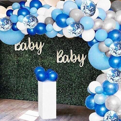 134pcs Blue Balloon Garland Arch Kit White Grey Blue Confetti Latex Balloons Baby Shower Wedding Birthday Party Decorations