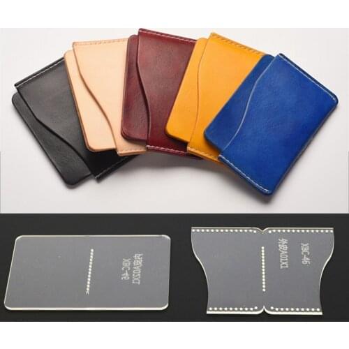 2 Pieces/Set DIY Leather Craft Clear Acrylic Card Bag Stencil Template