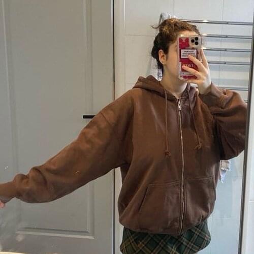 2021 Spring Sweatshirt Jackets Women Fashion Streetwear Hooded Sweatshirt Women Casual Solid Color Sweatshirts Loose HA155