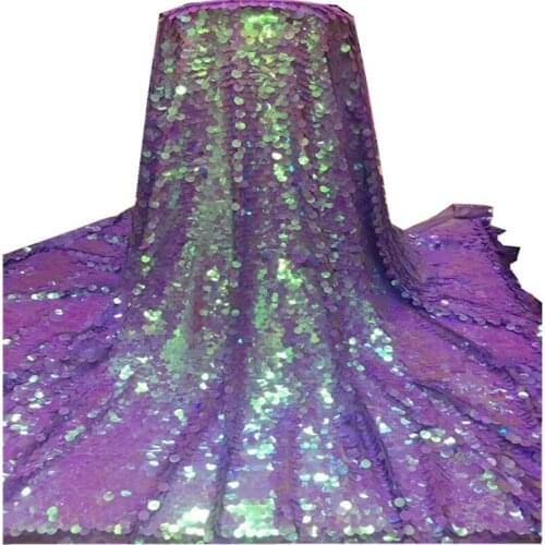 2021 high quality Nigerian lace fabric latest lace fabric luxury sequin lace fabric for wedding dress QC-140