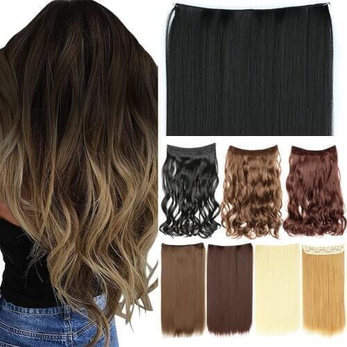 Kong&Li 22 inch Wavy Clip in Hair Extension Synthetic Clip Extension Heat Resistant Fiber 5 Clips one Piece 26 Colors Available