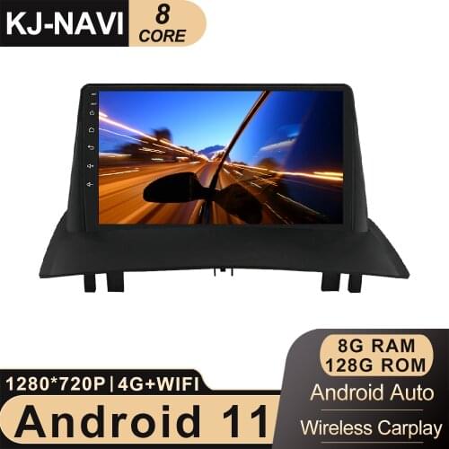 9 Inch Android 11 For Renault Megane 2 2002-2009 6+128GB CARPLAY Car Radio Auto GPS Navigation Video Multimedia NO DVD