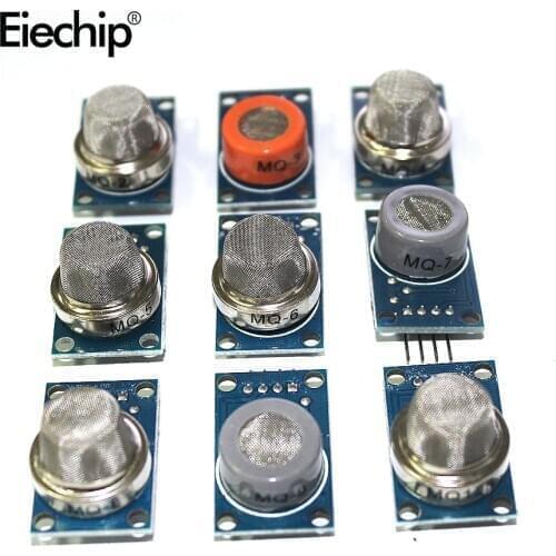 9pcs Gas Sensor MQ-2 MQ-3 MQ-4 MQ-5 MQ-6 MQ-7 MQ-8 MQ-9 MQ-135 Detection Smoke methane liquefied Gas Sensors Module For Arduino