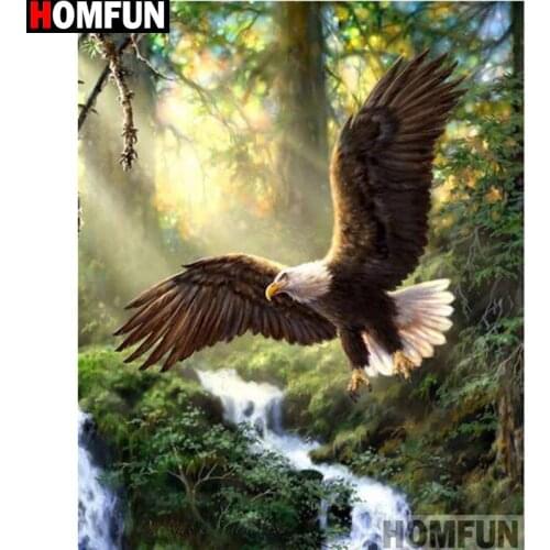 HOMFUN Full Square/Round Drill 5D DIY Diamond Painting "Animal eagle" 3D Embroidery Cross Stitch 5D Home Decor A13041