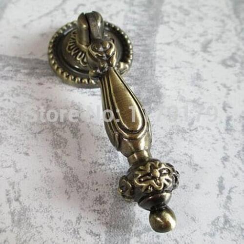 Free shipping 86mm Bronze movable pendant knobs Drawer pulls antique brass Kitchen Cabinet Knobs Handle furniture hardware knobs