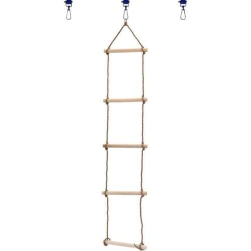 Wooden Rope Ladder Sports Rope Swing Climbing- Playground Hanging Ladder for Swing, Tree Ladder Toy for Children Exercise