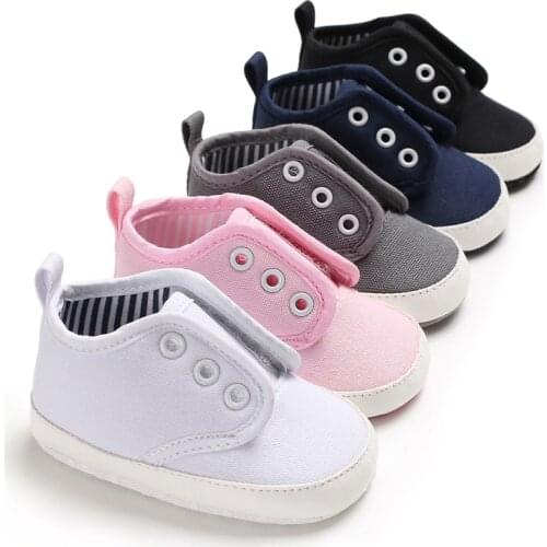 Baby Shoes Boy Girl Solid Sneaker Cotton Soft Anti-Slip Sole Newborn Infant First Walkers Toddler Casual Canvas Crib Shoes