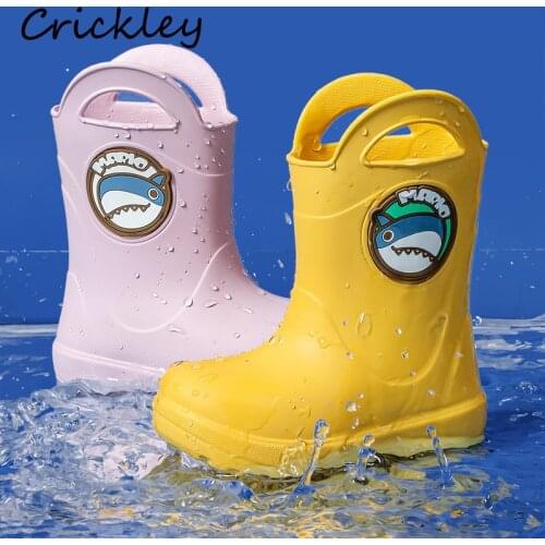 Cartoon Shark Pattern Kids Rain Boots EVA Waterproof Cute Animals Girls Boys Rain Shoes Soft Light Non Slip Children Rainboots