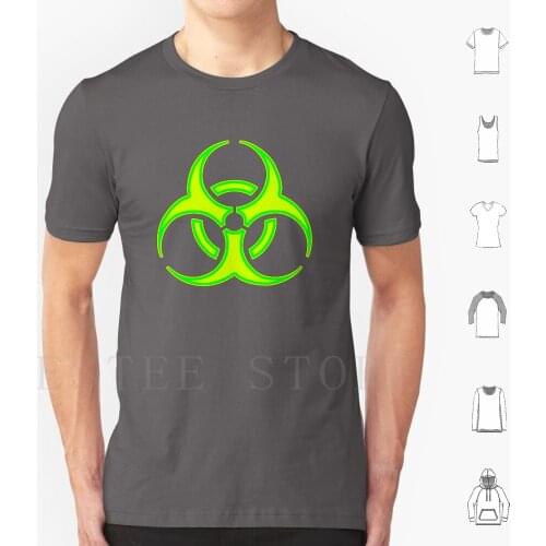 Biohazard Glow T Shirt Diy Big Size 100% Cotton Biohazard Logo Symbol Bio Hazard Glow Green Glowing Light Radioactive Pratt
