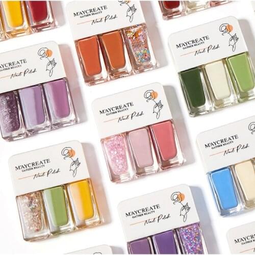 3 Bottles 2021 Autumn and Winter New Color Water-Based Peelable Quick Drying Nail Polish Nails Semi Permanent Gel Varnishes