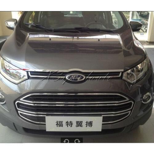 Chromed ABS Plastic Hood Grill Grille Trim Cover For Ford EcoSport 2013-2017 Up