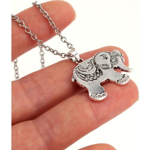 Hzew new Vintage elephant pendant necklace Ancient silver color elephant necklaces