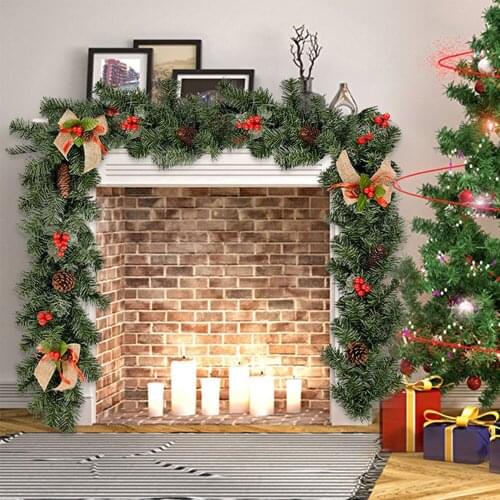 1.8M Christmas Decor Rattan Artificial Flower Tree Ornament Outdoor Garland Wreath Pendant Xmas Party Supplies Door Stairs Decor