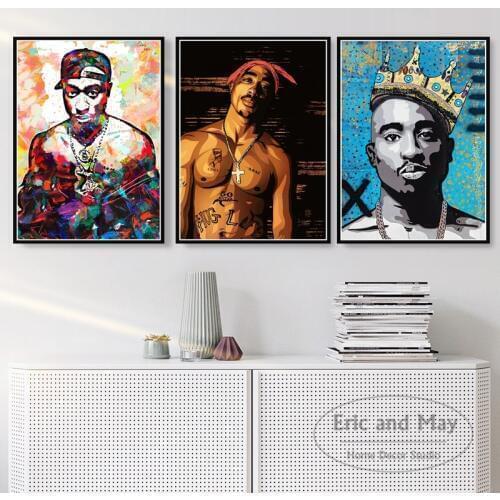 Oil Painting Canvas 2pac Tupac The Notorious Freddie Mercury Rapper STARs Poster Prints Wall Art Pictures Living Room Home Decor